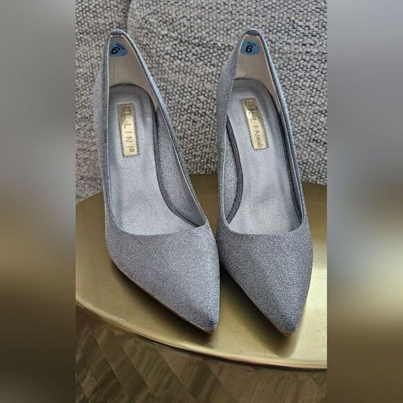 Silver sparkly pointed toe heel - Picture 2 of 4
